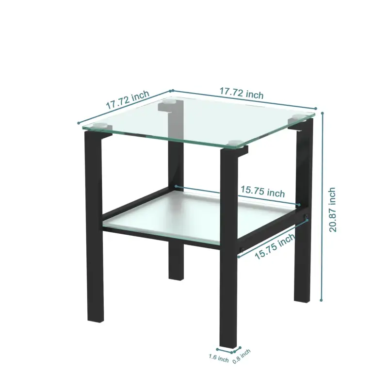 Glass two layer tea table; small round table; bedroom corner table; living room black side table