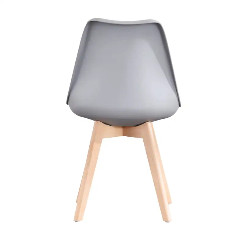Mid Century Modern Dining Chairs, with Wood Legs, Armless Kitchen Chairs, Shell Lounge Plastic Side Chair with Soft Padded Kitchen, Dining Room, Living Room, Set of 4