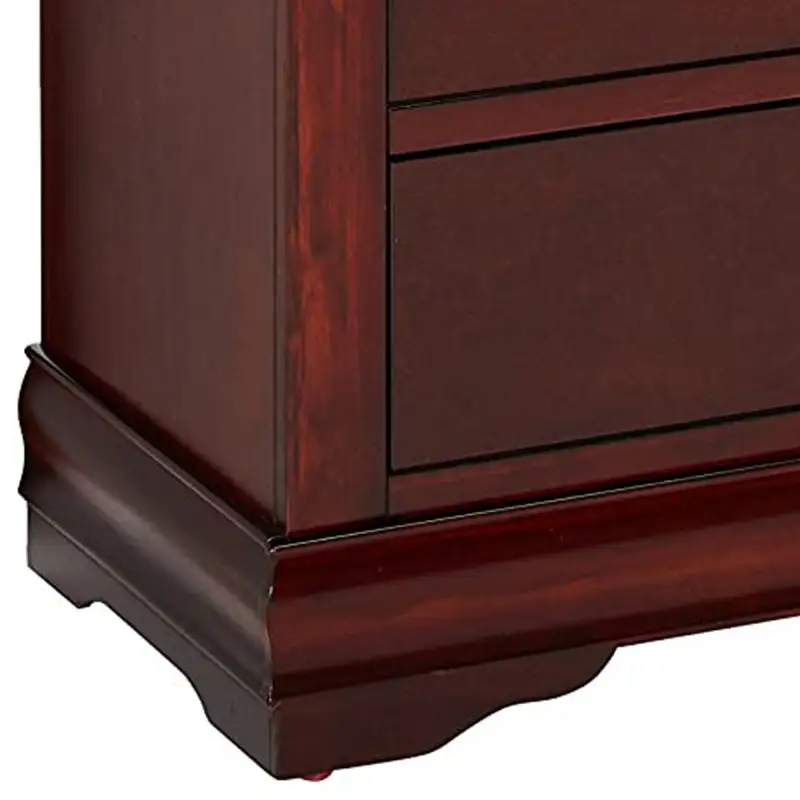 Traditional Style Wooden Dresser with Six Drawers; Cherry Brown