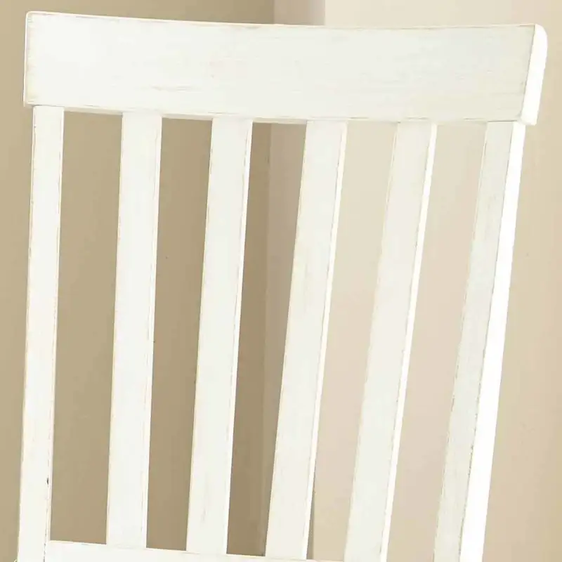 Modern Farmhouse Side Chairs - Distressed Antique White, Vertical Slat Back, Scooped Seats, Sturdy Design