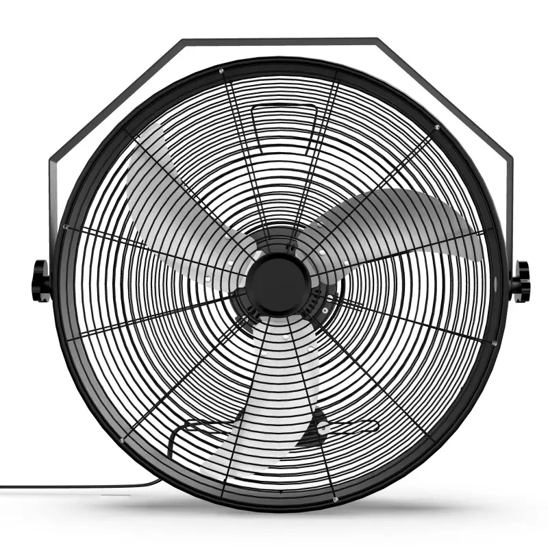 InfiniPower 20 Inch High Velocity Wall Mount Fan with Rack; 3 Speed Industrial/Commercial Metal Ventilation Fan