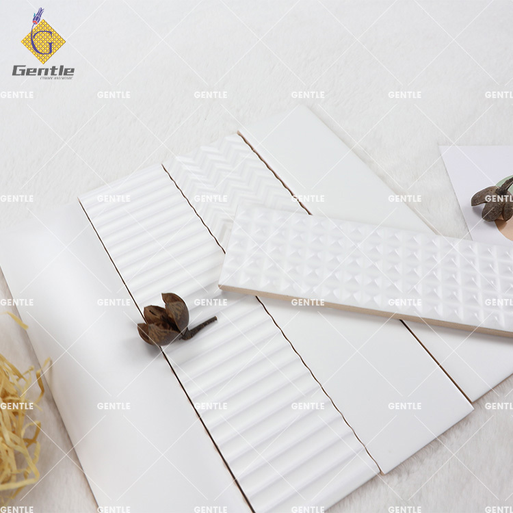 Hot sale 50x200mm indoor bathroom ceramic wall tile white embossed face