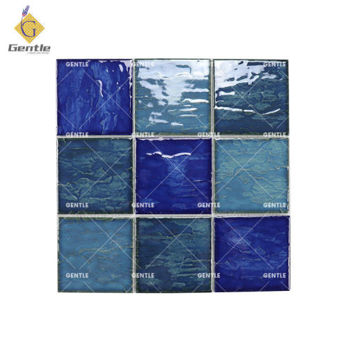 Custom Blue Square Ceramic Mosaic Tiles For Swimming Pool