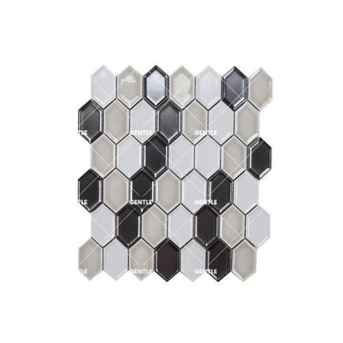 Custom Hexagon Shape Ice Cracked Ceramic Mosaic Tiles