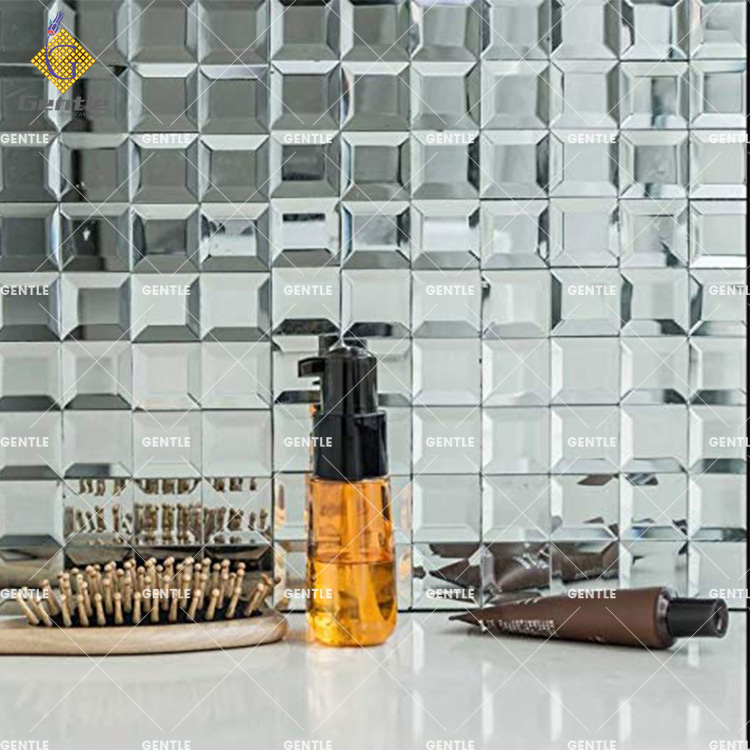 Custom 50X50MM Silvery Mirror Glass Mosaic Tiles