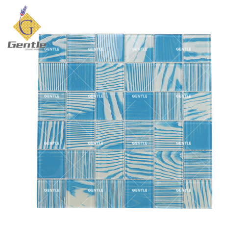 Wholesale Wood Grain Crystal Glass Mosaic Tiles For Swimming Pools