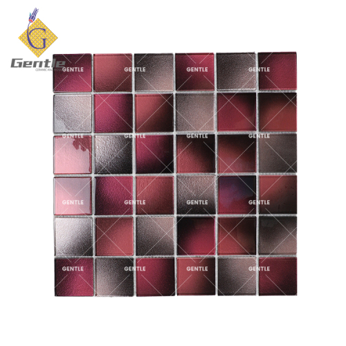 Wholesale Pink Shiny Luxury Square Glass Mosaic Tiles