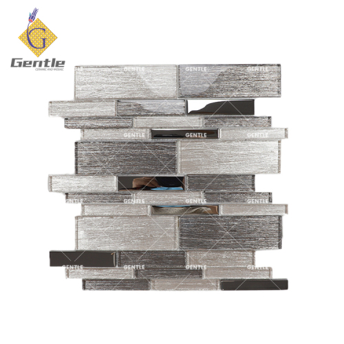 Wholesale Silvery Cloth Beige Color Pattern Glass Mosaic Tiles