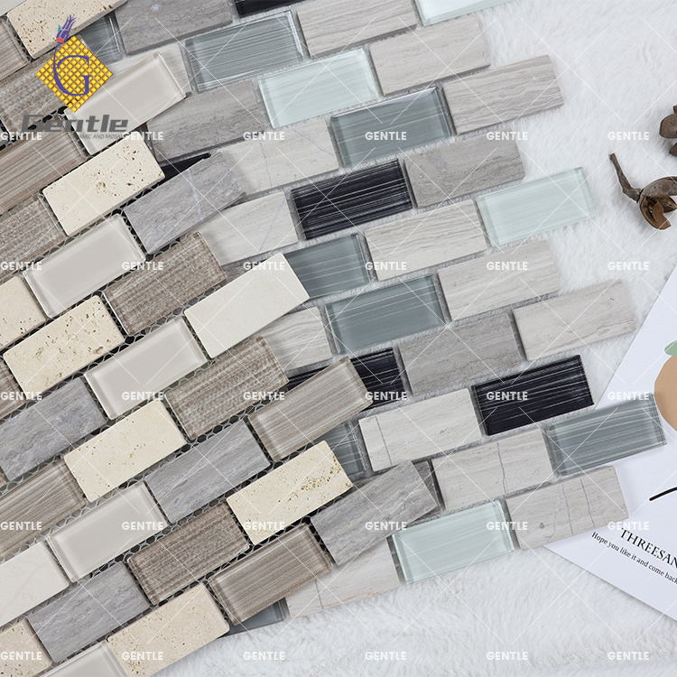 Wholesale Travertine Wood Grain Crystal Mosaic Tiles