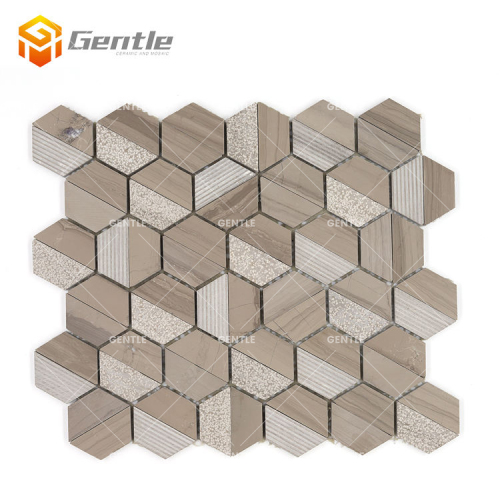 Custom Hexagon Polished Surface Marble Mosaic Tiles