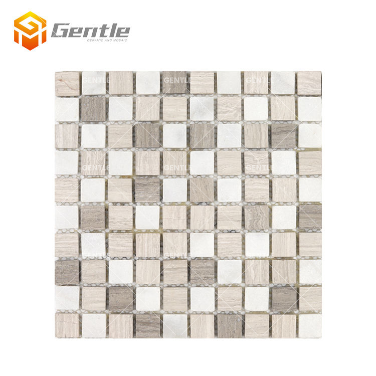 Kitchen Backsplash Marble Mosaic 305*305*7mm Wooden Vein Mixed Brown