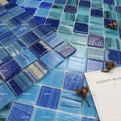 Custom Blue And Green Mixed Crystal Glass Mosaic Tiles