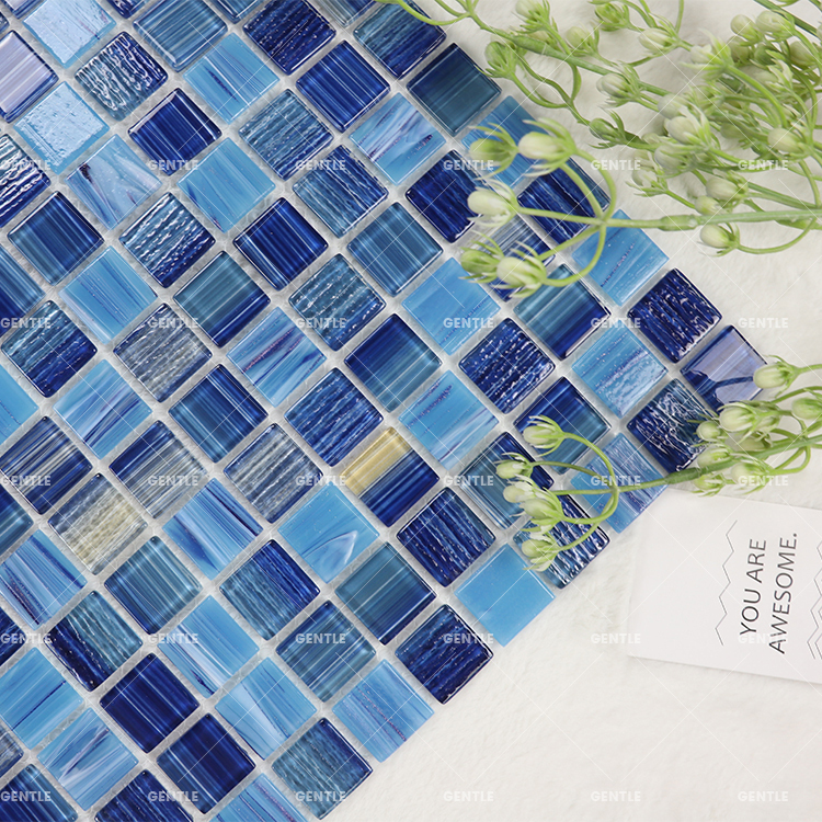 Wholesale 23x23mm Mixed Green Hot Melt Glass Mosaic Tiles