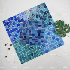 Custom Blue And Green Mixed Crystal Glass Mosaic Tiles