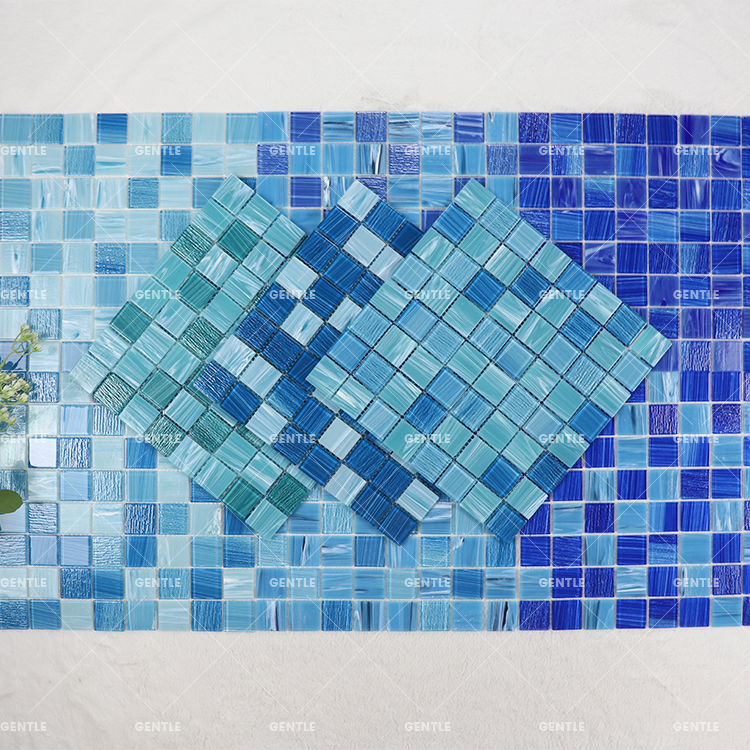 Custom Blue And Green Mixed Crystal Glass Mosaic Tiles