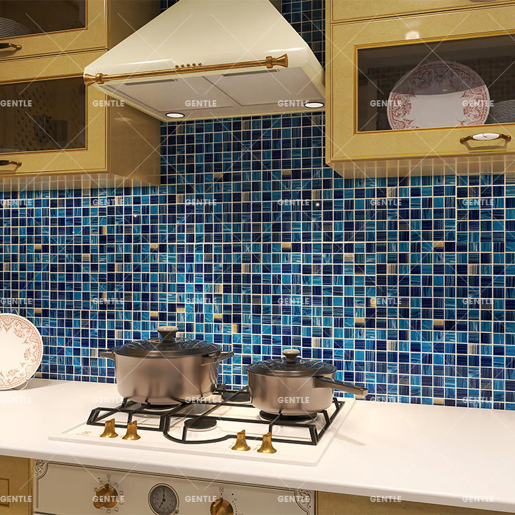 Wholesale 23x23mm Mixed Green Hot Melt Glass Mosaic Tiles