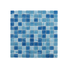 Custom 23X23mm Mixed Light Blue Hot melt Glass Mosaic Tiles