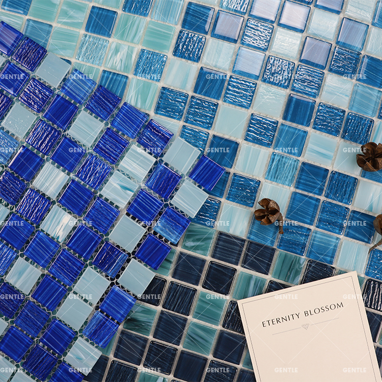 Wholesale 23x23mm Mixed Green Hot Melt Glass Mosaic Tiles