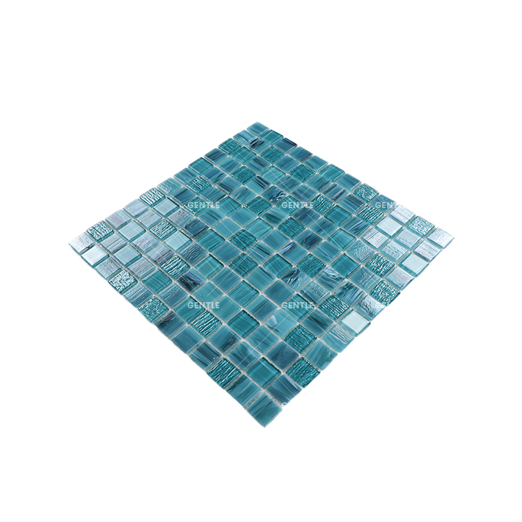Wholesale 23x23mm Mixed Green Hot Melt Glass Mosaic Tiles
