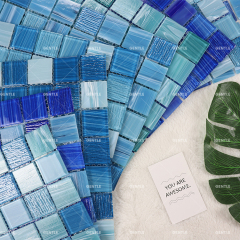 Custom Blue And Green Mixed Crystal Glass Mosaic Tiles