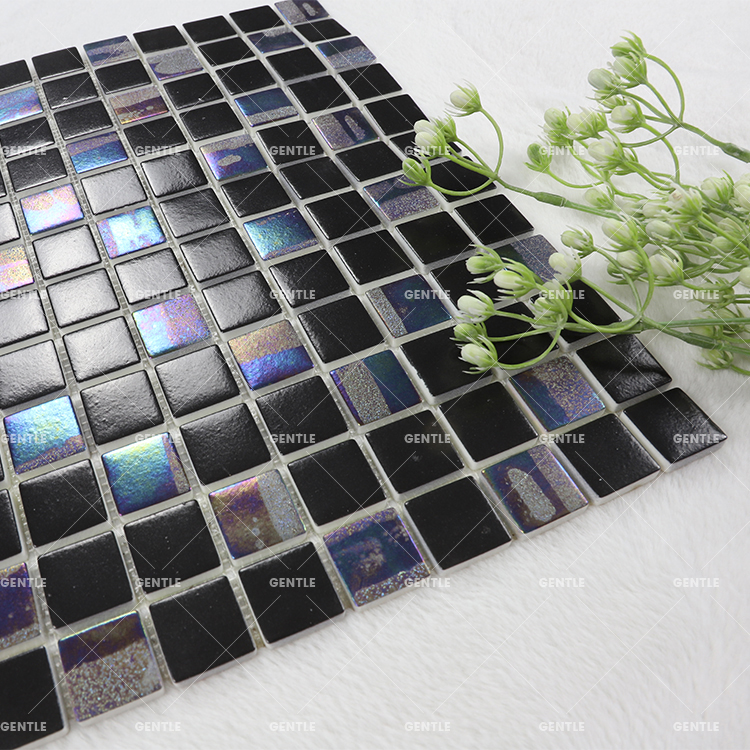 Iridescence surface black and variation shinning recycled glass wall