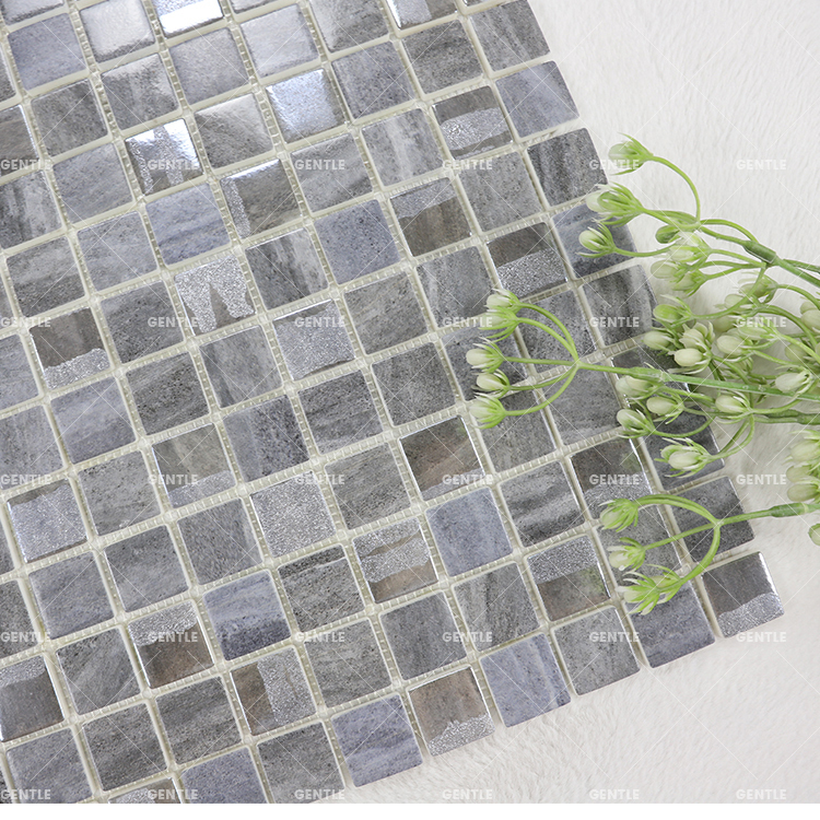 Iridescence surface gray and variation shinning recycled glass wall
