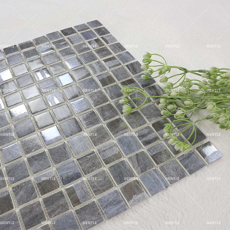 Iridescence surface gray and variation shinning recycled glass wall