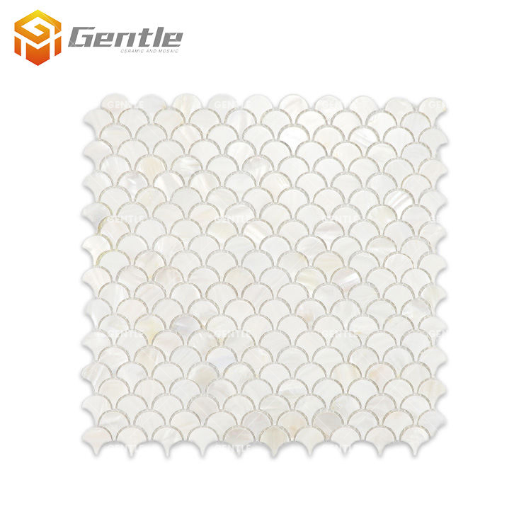 Customize White Fan Shape Natural Shell Mosaic Tiles