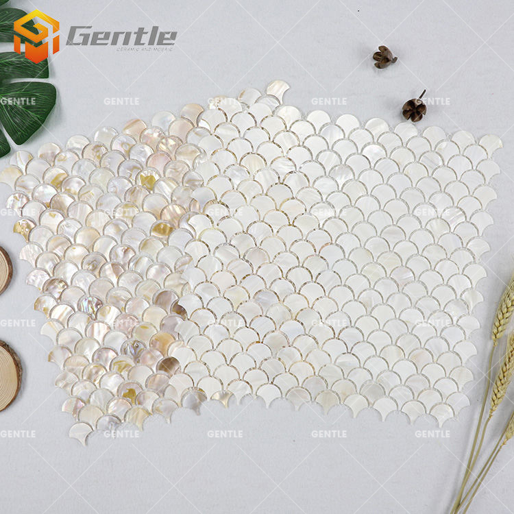 Customize White Fan Shape Natural Shell Mosaic Tiles