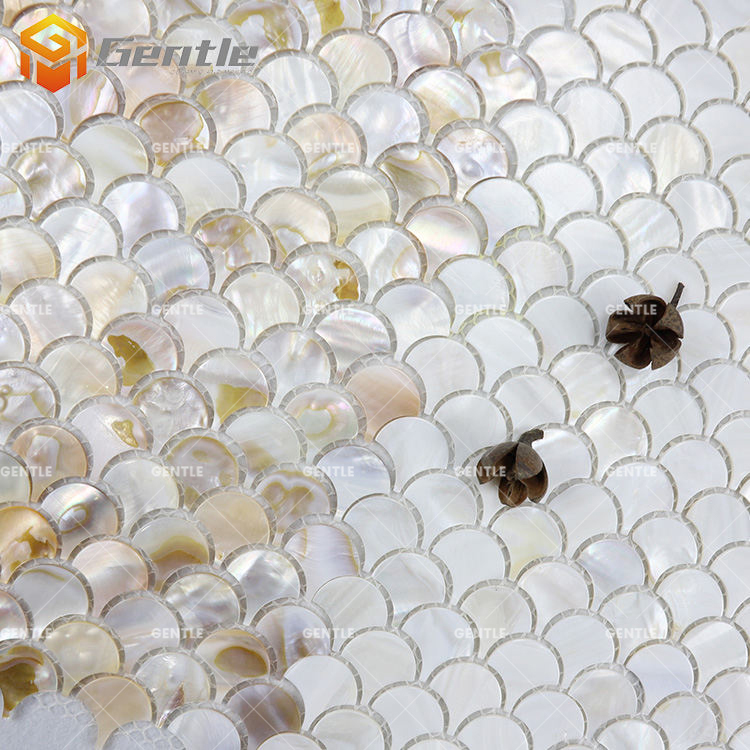 Customize White Fan Shape Natural Shell Mosaic Tiles