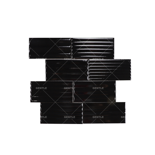 Wholesale 75X150mm Black Corrugated Surface Art Tiles