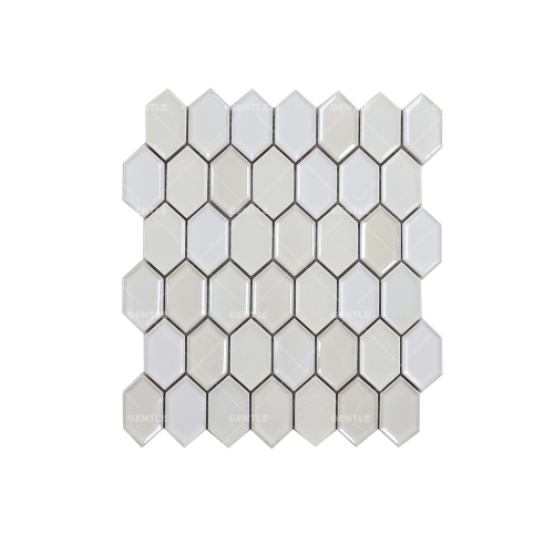 Custom Honeycomb White Ice-Cracked Ceramic Mosaic Tiles