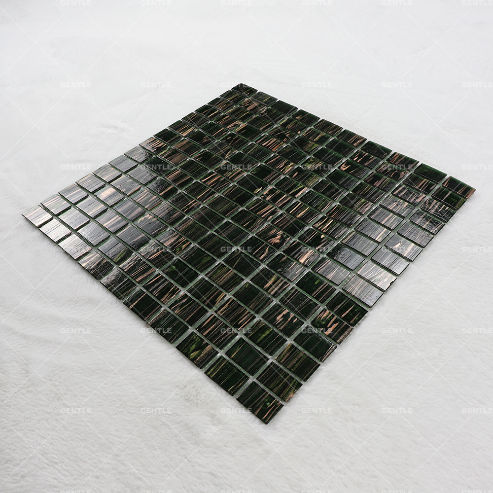 Custom Blackish Green Rectangular Hot Melt Glass Mosaic Tiles