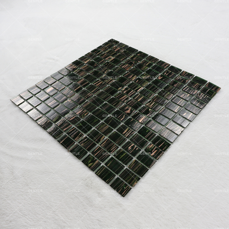Custom Blackish Green Rectangular Hot Melt Glass Mosaic Tiles