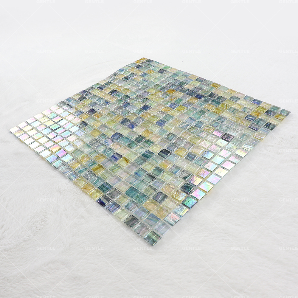 Custom Colorful Ice Crystal Texture Hot Melt Glass Mosaic Tiles