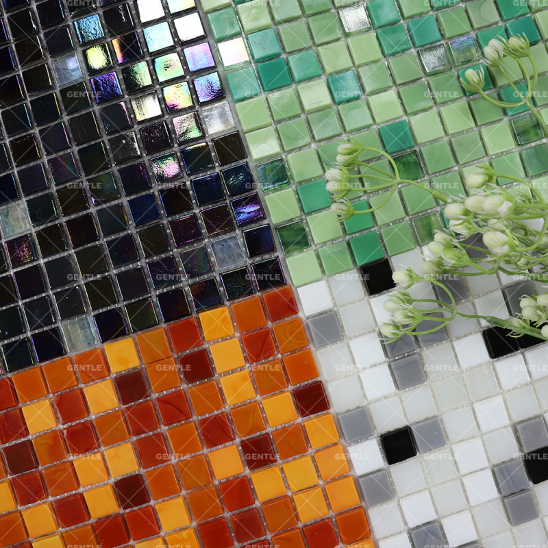Custom Black Square Hot Melt Glass Mosaic Tiles