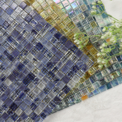 Wholesale Blue Ice Crystal Texture Hot Melt Glass Mosaic Tiles