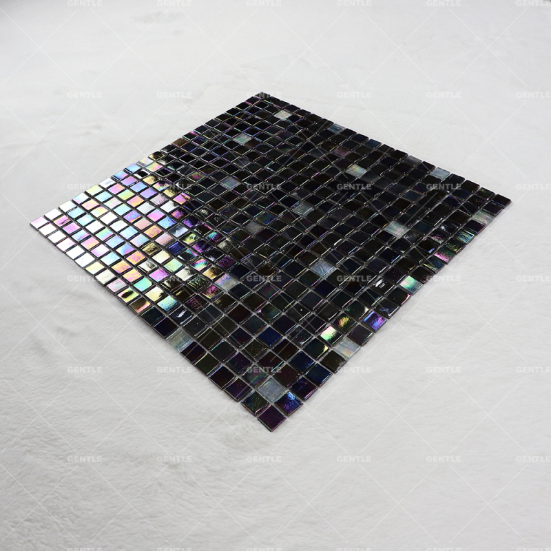 Custom Black Square Hot Melt Glass Mosaic Tiles