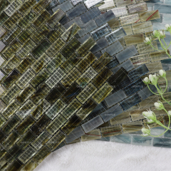 Wholesale Green Rectangular Hot Melt Glass Mosaic Tiles