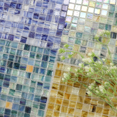 Wholesale Blue Ice Crystal Texture Hot Melt Glass Mosaic Tiles