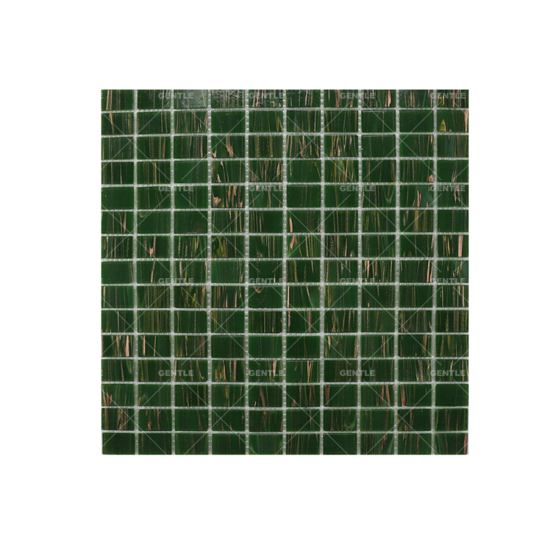 Custom Blackish Green Rectangular Hot Melt Glass Mosaic Tiles