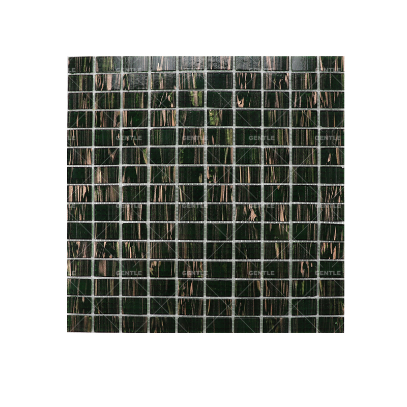 Custom Blackish Green Rectangular Hot Melt Glass Mosaic Tiles