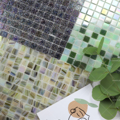 Custom Iridescent Electroplate Square Hot Melt Glass Mosaic Tiles