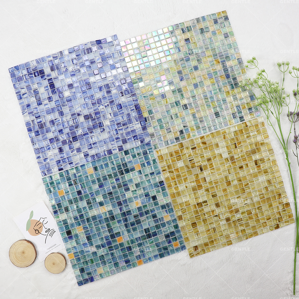 Custom Colorful Ice Crystal Texture Hot Melt Glass Mosaic Tiles