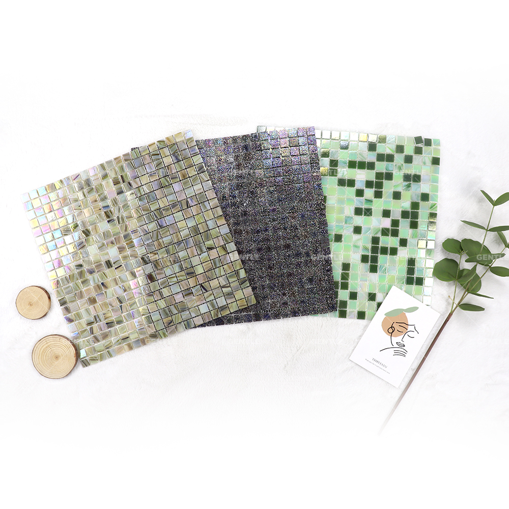 Wholesale Light Yellow Square Hot Melt Glass Mosaic Tiles
