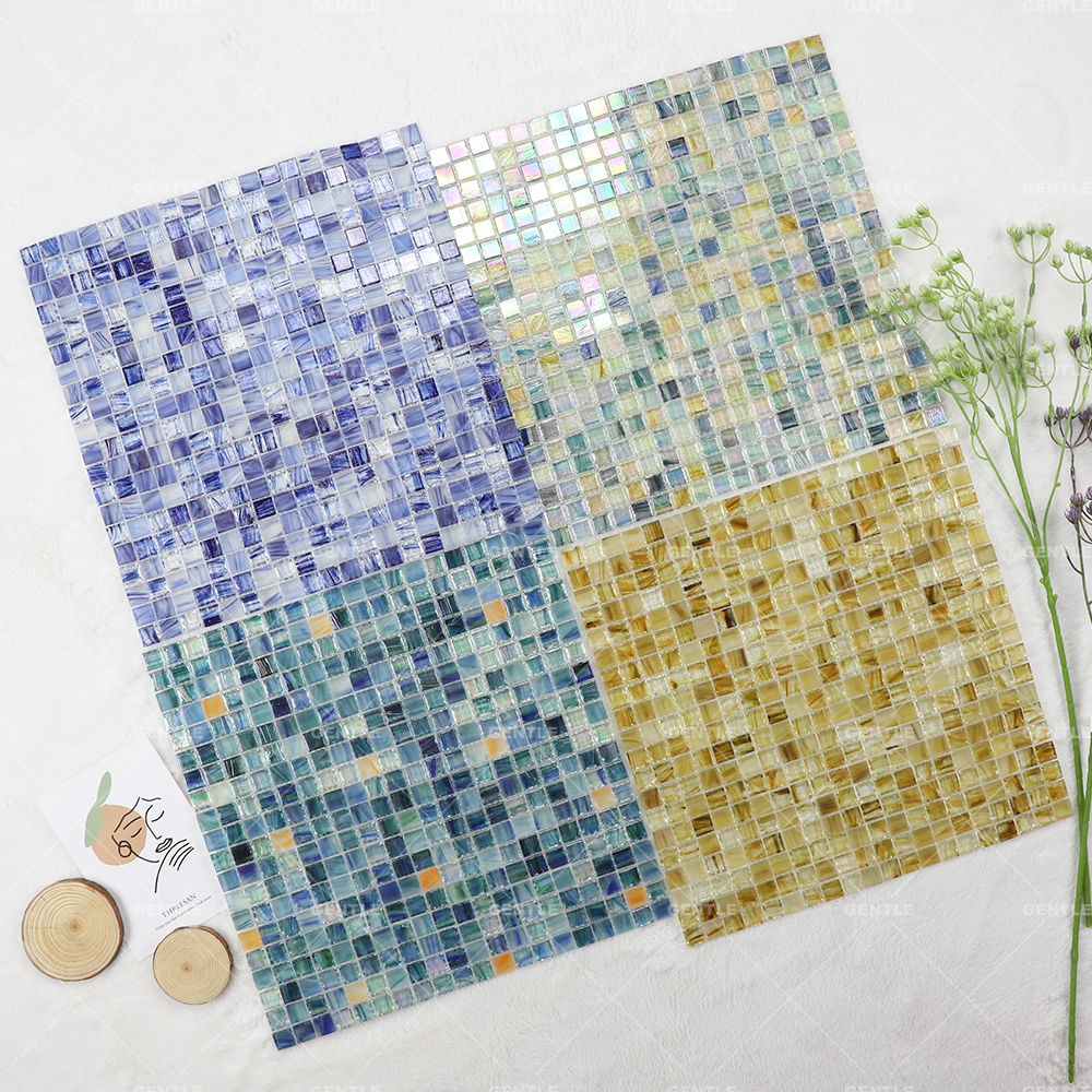 Wholesale Blue Ice Crystal Texture Hot Melt Glass Mosaic Tiles