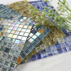 Custom Colorful Ice Crystal Texture Hot Melt Glass Mosaic Tiles