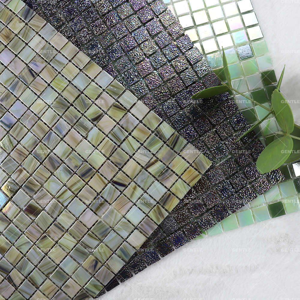 Wholesale Light Yellow Square Hot Melt Glass Mosaic Tiles