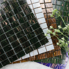 Custom Blackish Green Rectangular Hot Melt Glass Mosaic Tiles
