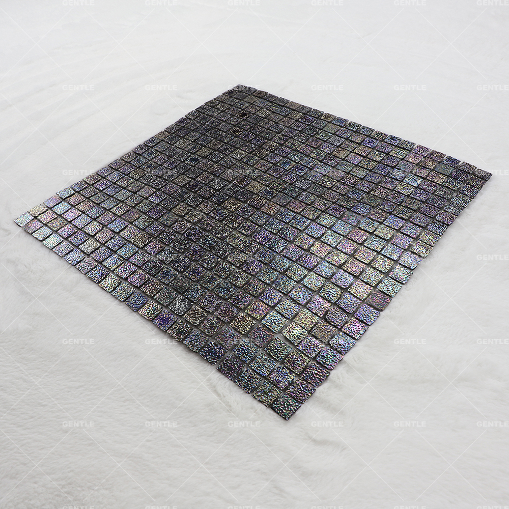 Custom Iridescent Electroplate Square Hot Melt Glass Mosaic Tiles